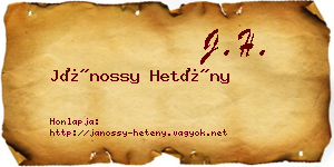 Jánossy Hetény névjegykártya